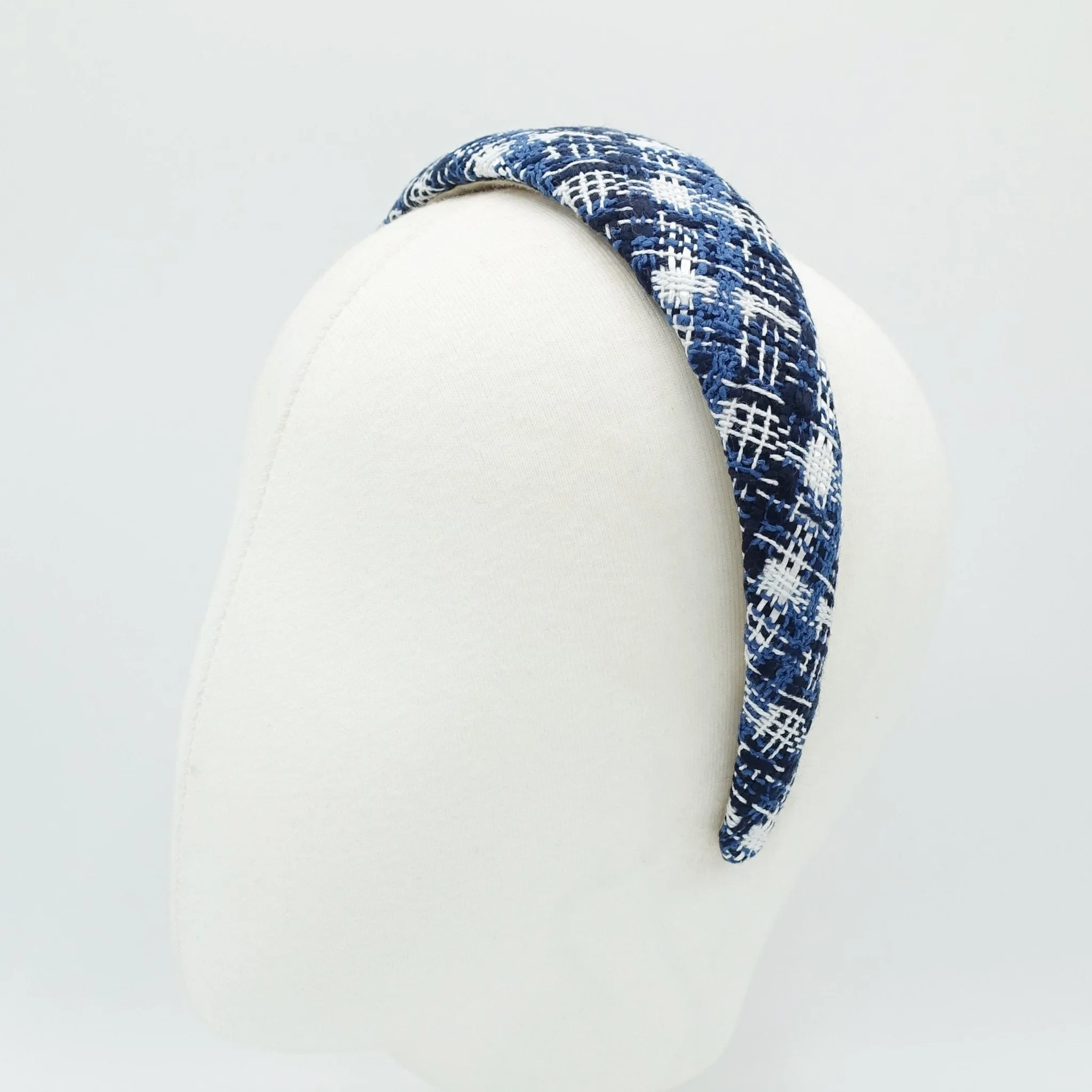 tweed plaid check headband padded hairband Fall Winter simple casual hair accessory for women