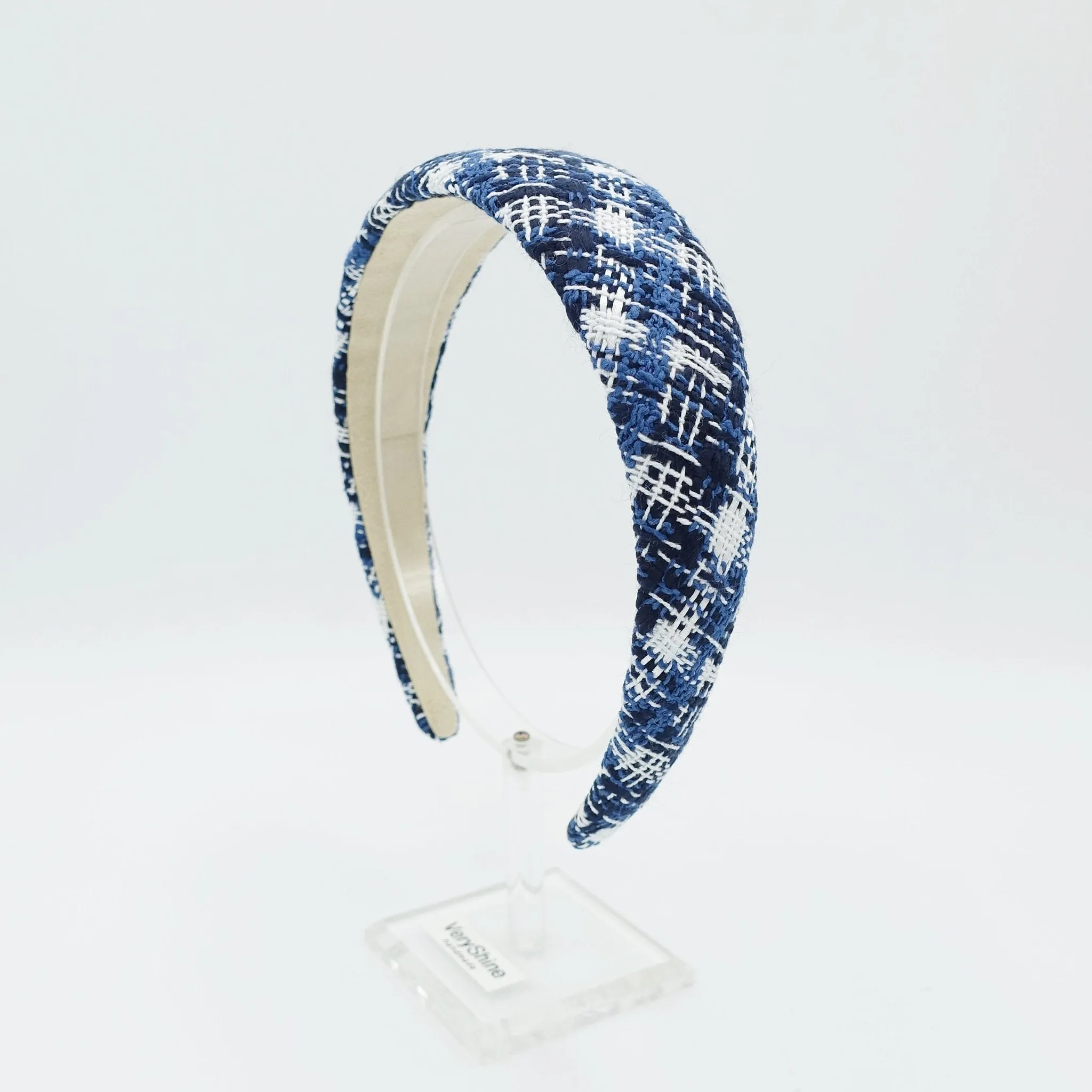 tweed plaid check headband padded hairband Fall Winter simple casual hair accessory for women