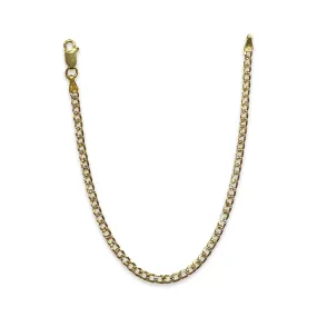 Two Tone Cuban Chain Thin 2mm & 7” Bracelet