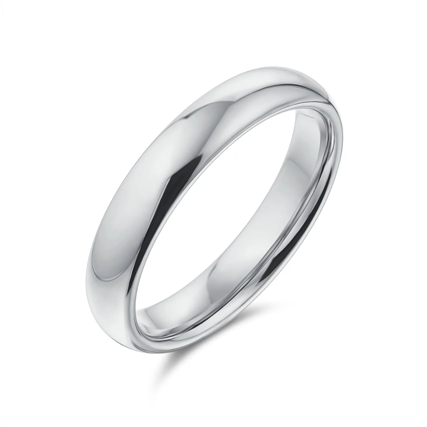 Unisex Classic Minimalist Dome Sterling Silver Ring for Couples Wedding Band