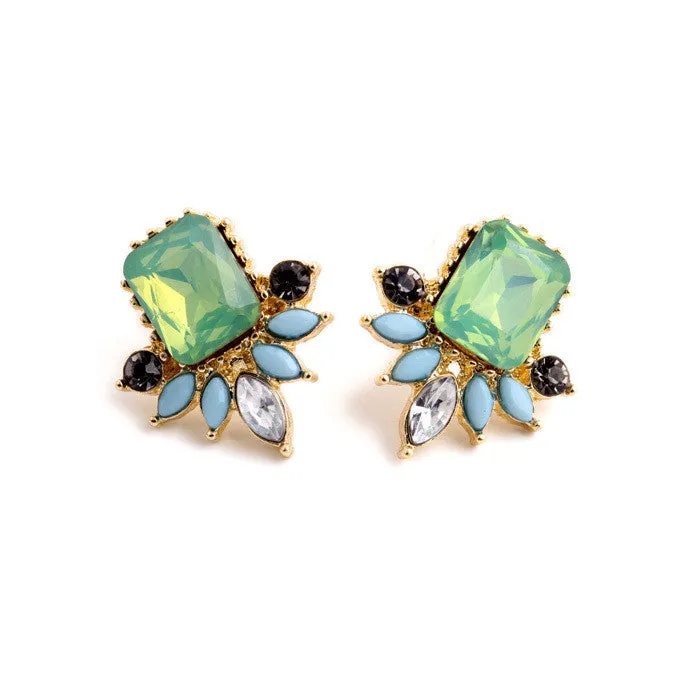 Unusual Flashing Emerald Opal Women Stud Earrings Fashion Jewelry