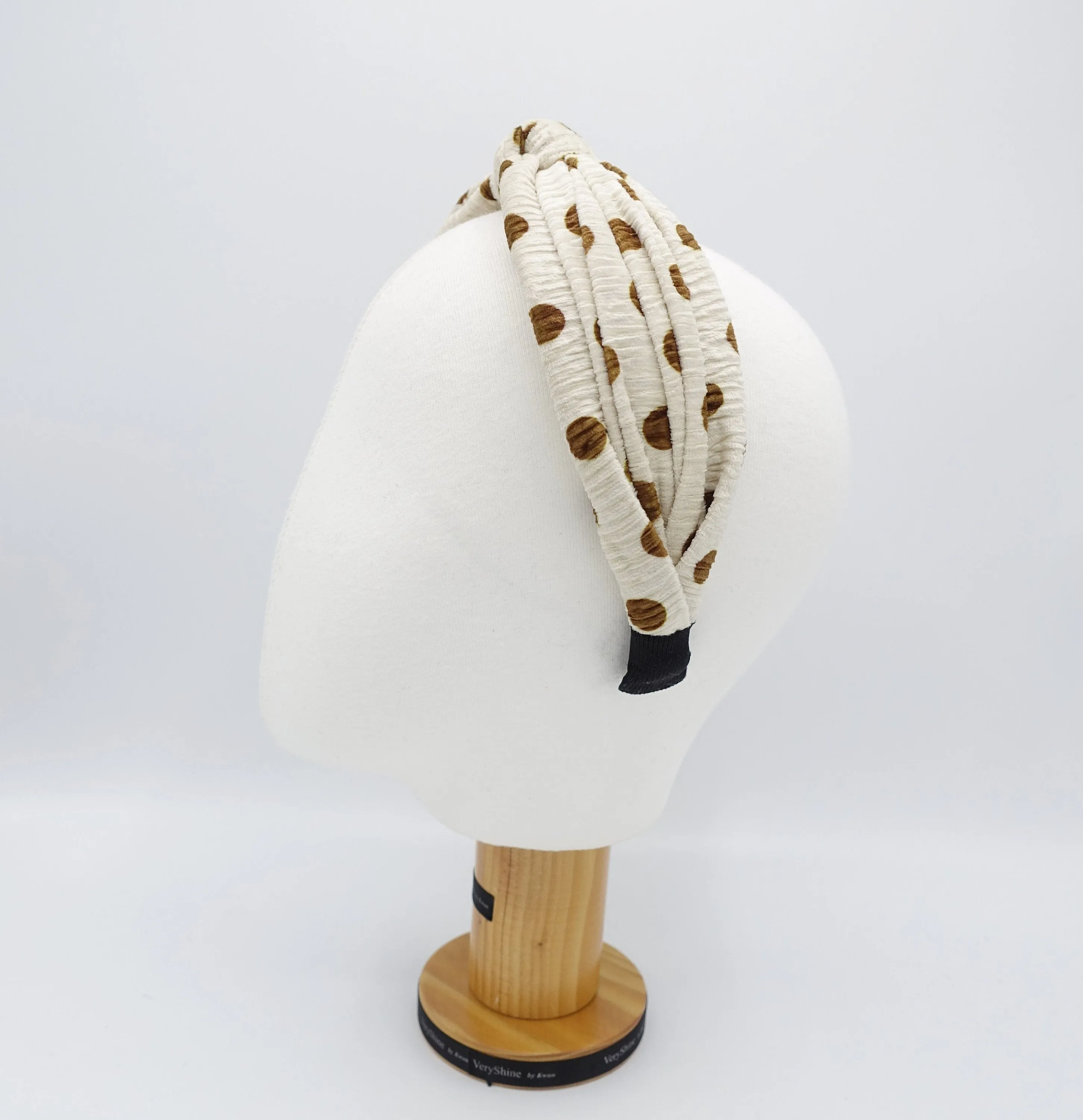 velvet polka dot top knot headband woman hair accessory