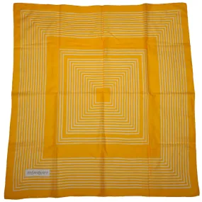 Vintage 1970s Yves Saint Laurent Geometric Scarf Yellow White Squares 35.5 Inch