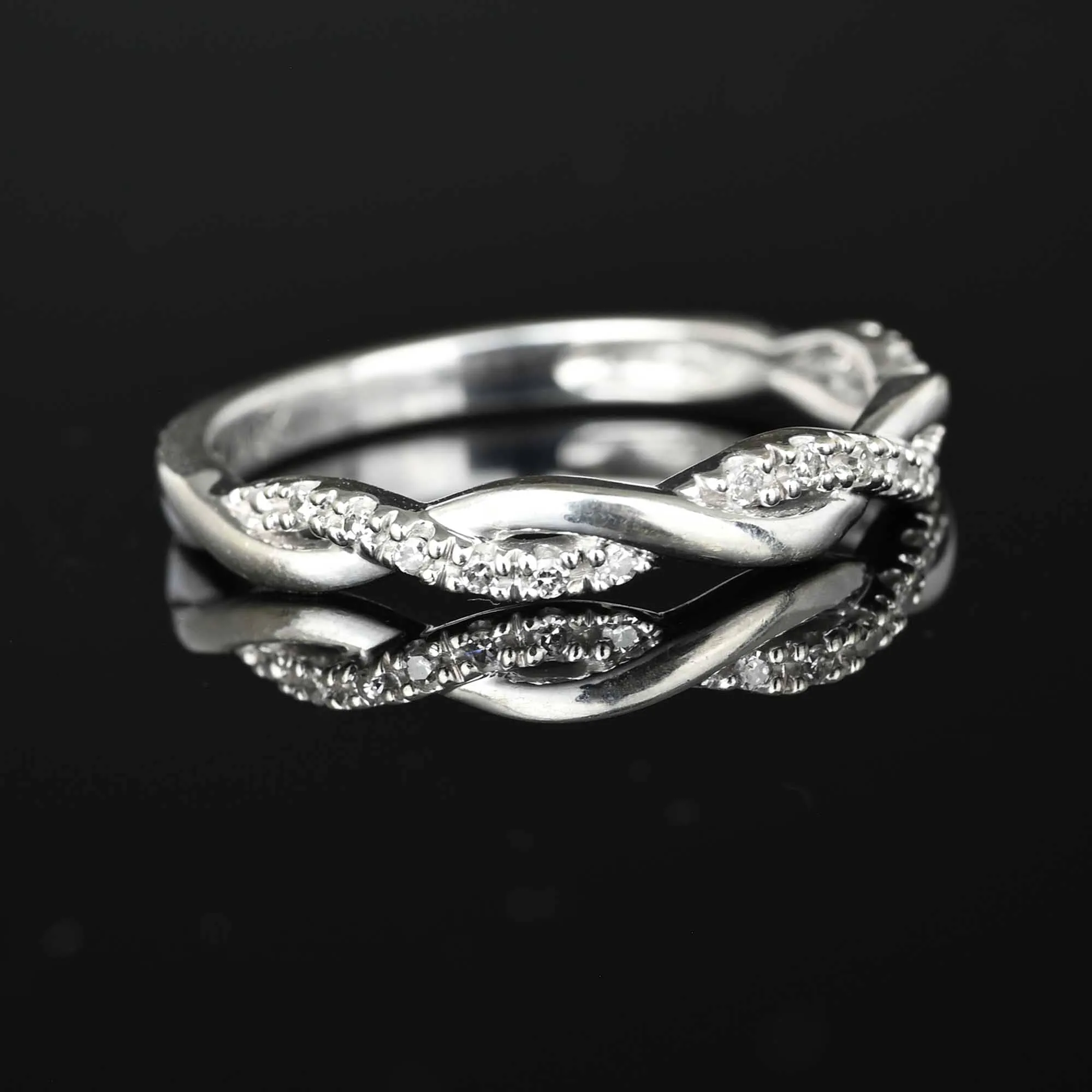 Vintage Half Eternity Weave Diamond Ring Band