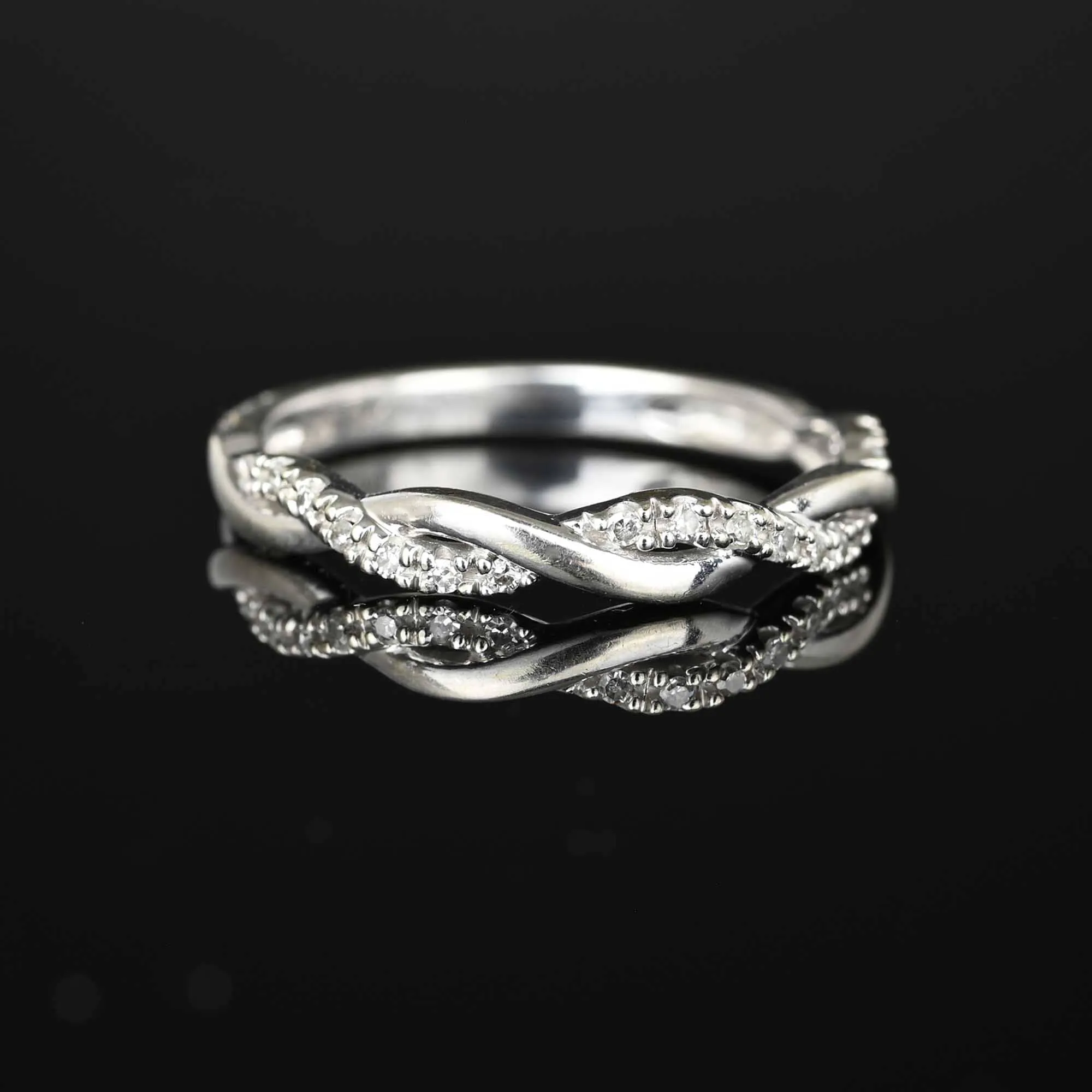 Vintage Half Eternity Weave Diamond Ring Band