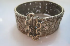 Vintage Yemeni Filigree Flower and Fish Bracelet