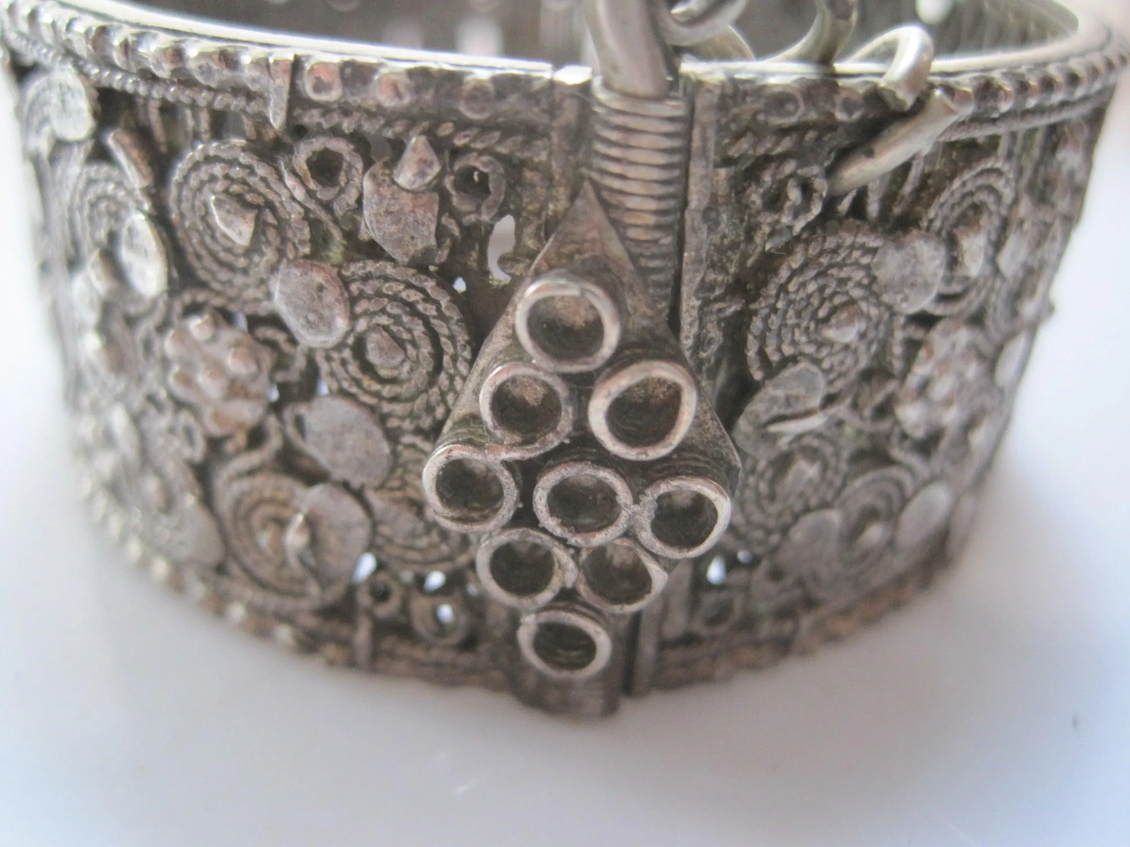 Vintage Yemeni Filigree Flower and Fish Bracelet