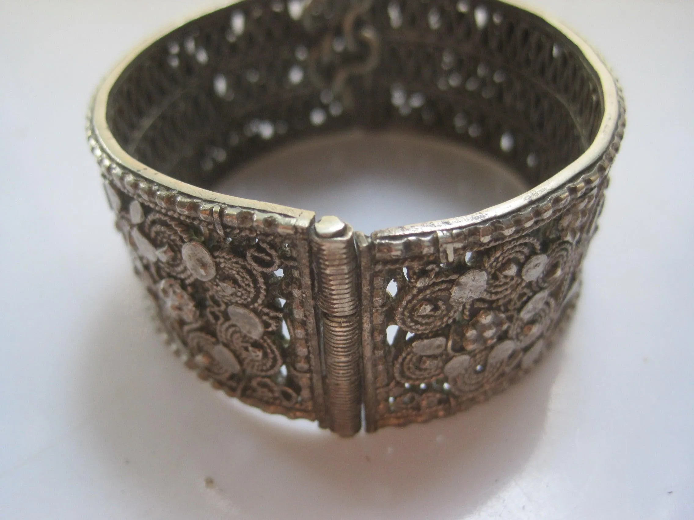 Vintage Yemeni Filigree Flower and Fish Bracelet