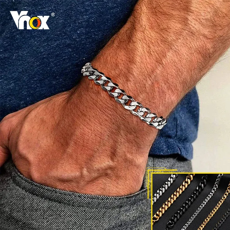 Vnox Basic Cuban Chain Bracelets for Men and Women