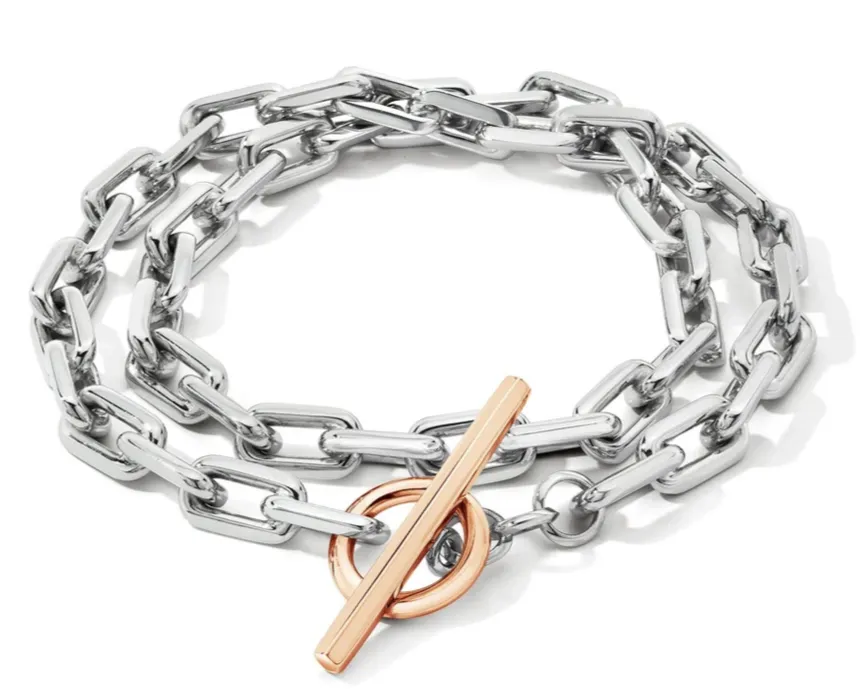 Walters Faith 'SAXON' Two-Tone Double Wrap Silver Chain Link Bracelet