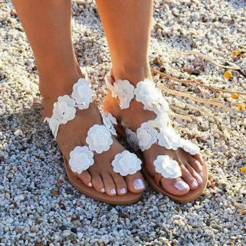 White sandals ring toe sandals, bridal sandals for wedding