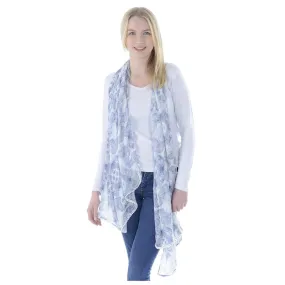 Womens Lightweight Sheer Summer Scarf Blue Butterfly Print